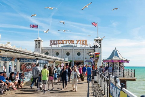 Tourists on the Brighton Palace Pier