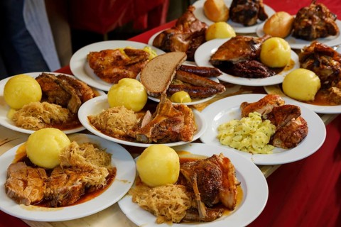 Tray with various dishes