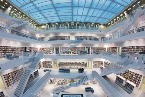 Gallery with stairs of city library