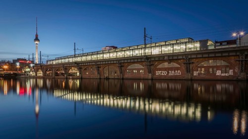 S-Bahn station Jannowitzbrucke on the Spree