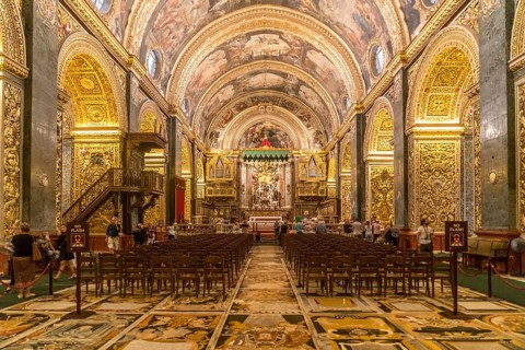 Magnificent interior of the Roman Catholic St. John's Co-Cathedral