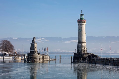 Harbor entrance in winter