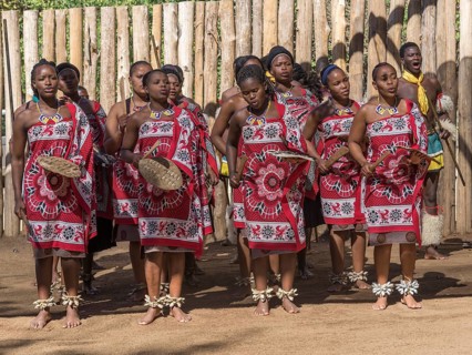 Women in traditional clothing during dance performance