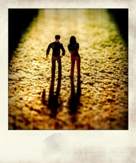Polaroid effect of figurine and light