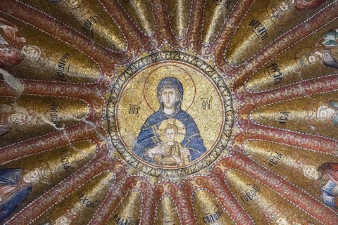 Mosaic of the Virgin Mother with child