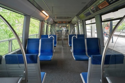 Fully walk-through compartment of a modern metro