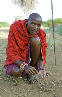 Male Maasai in traditional Shuka clothing