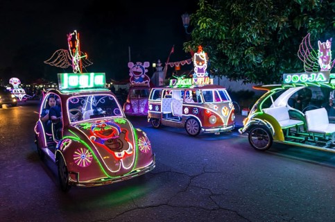 Car illuminated with colourful LEDs