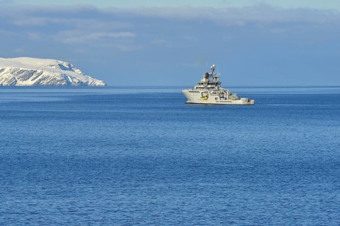 Norwegian patrol boat in front of Hammerfest