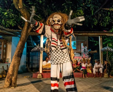 Dressed up monster dancing