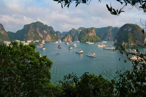 Halong Bay with boats