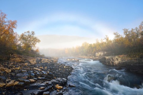 Fog arch over the Abiskojakka River