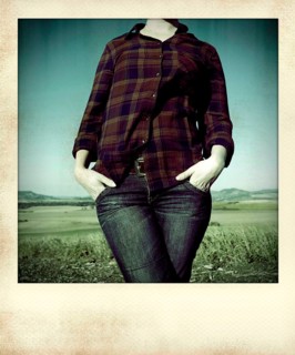 Polaroid effect of woman in a countryside