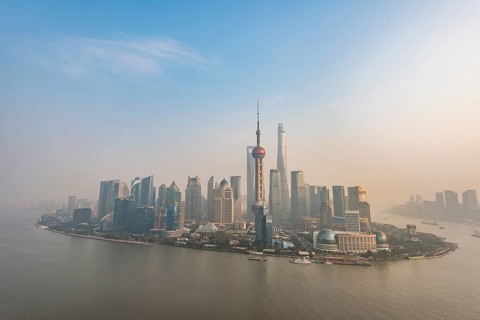 Skyline of Shanghai with Oriental Pearl Tower and Shanghai Tower