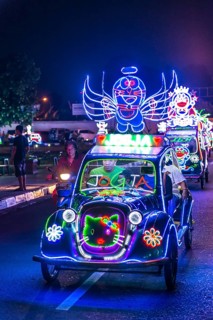 Car illuminated with colourful LEDs
