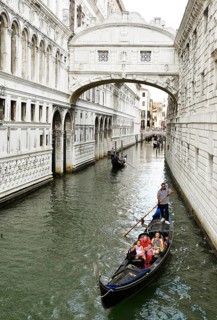 Gondolas under the Bridge of Sighs