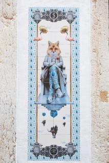 Tile image on a wall