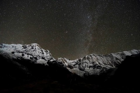 View of the snow covered Annapurna 1 North Face
