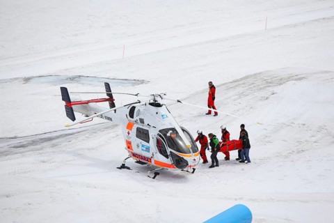Rescue of an injured person with the helicopter