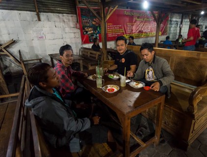 Locals eating Indonesian food