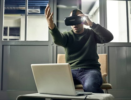 Man with VR goggles
