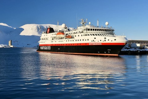 Hurtigruten mailboat Spitsbergen in the Arctic Ocean