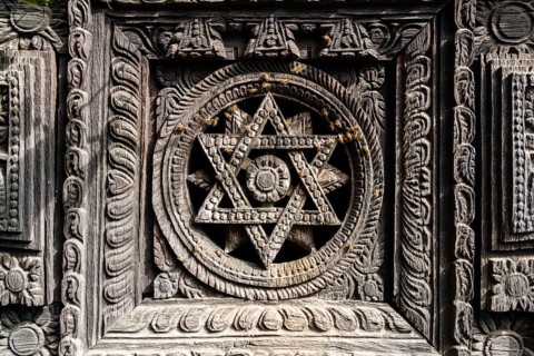 Artfully carved wooden detail