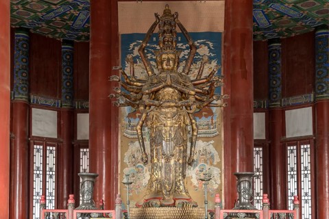 Guanyin statue inside the Tower of Buddhist Incense