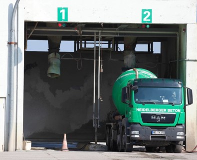 Concrete mixer being filled up