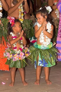 Little girls decorated with flowers