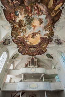 Organ gallery and ceiling frescos