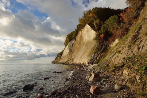Clouds over sea on chalk cliffs