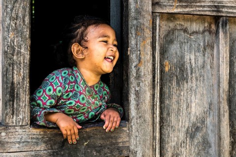 Portrait of loughing little girl