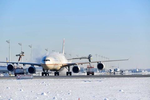 Aircraft is de-iced