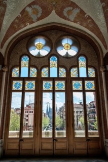 Decorative windows in the historic hospital complex Hospital de Sant Pau