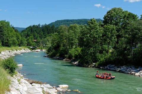 Rafting boat on the Tiroler Achen