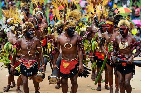 The highland tribes presenting themselves at the annual Sing Sing of Goroka