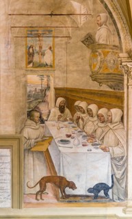 Fresco of Benedict Feeds the Monk by Sodoma