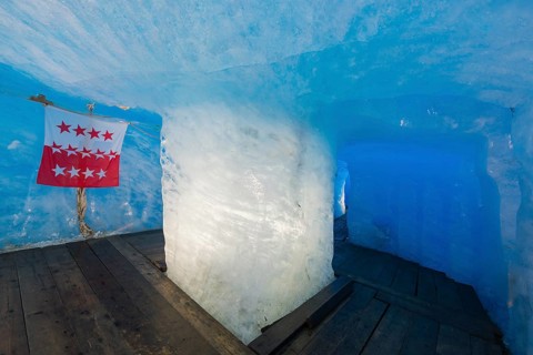 Ice tunnel in the Rhone glacier