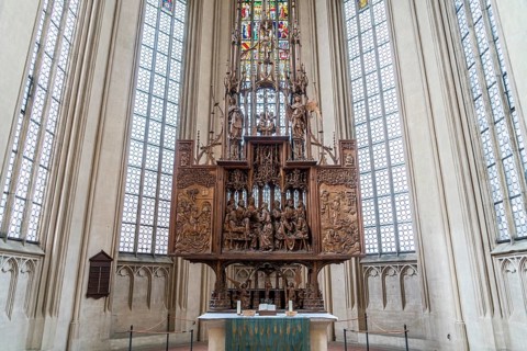 Holy Blood Retable of the Wurzburg carver Tilman Riemenschneider in the city church St. Jakob
