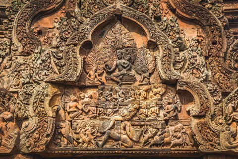 Stone relief of Mandapa