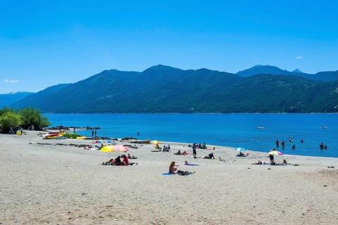 White sand beach Lago Caburga near Pucon