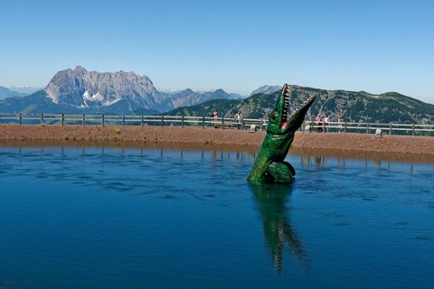 Cymbosponylus in the water in Triassic Park on Steinplatte