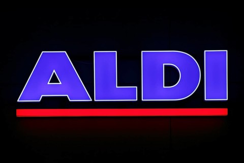 Illuminated sign of the food discounter ALDI Nord