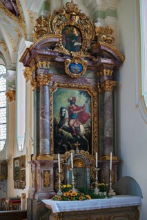 Side altar with portrait of Saint George