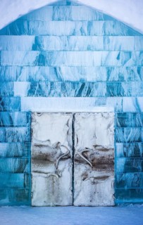 Doors made of reindeer hides and antlers