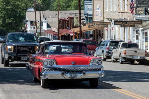 Oldtimer driving through Virginia City