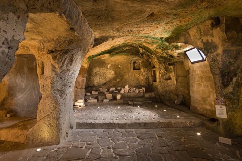 In the cave church Santa Barbara