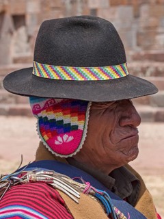 Indigenous man in typical national clothing with typical hat