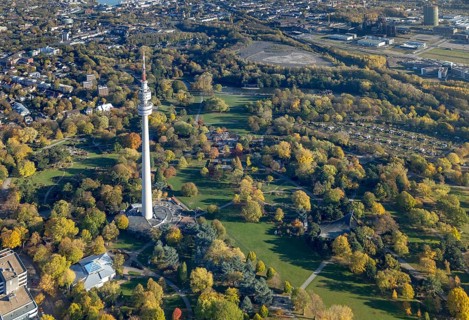 Westfalenpark with television tower Westfalenturm